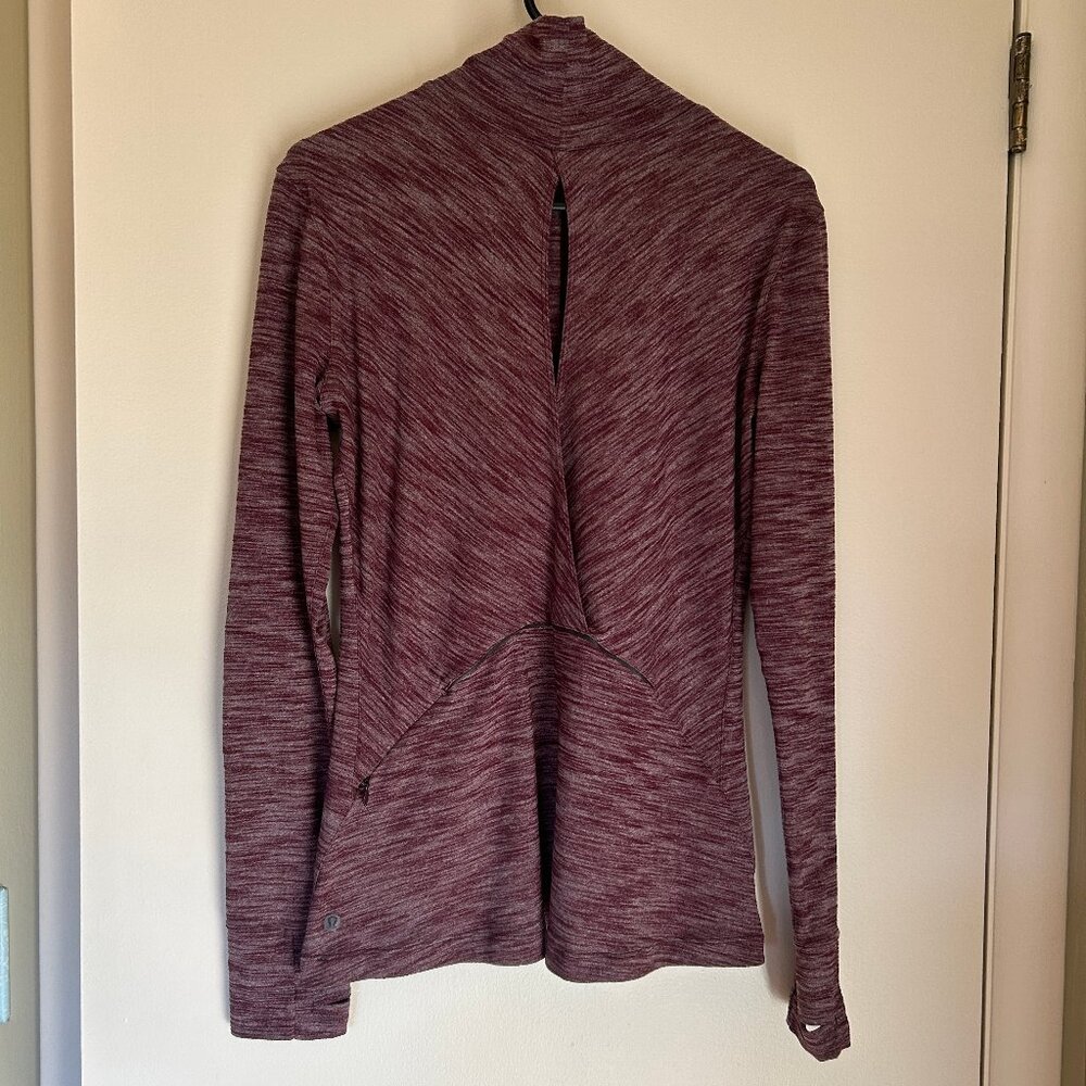 Lululemon &go Take-Off Long Sleeve, color: Heathered Bordeaux Drama, sz 8 - Picture 11 of 16